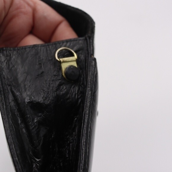 Vintage Eel Skin Black Leather Clutch Purse Handbag Beautiful Retro 1950s Bag - Picture 11 of 16